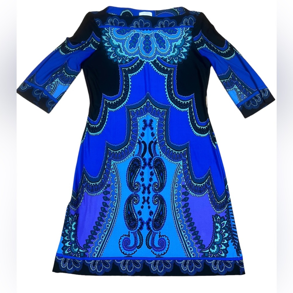 Donna Morgan Size 10 Printed 3/4 Sleeve Dress Poly/Spandex Shift Style, Comfy